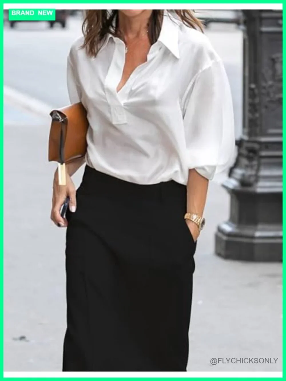 High Waist H Line Maxi Skirt with Pockets Floor Length Straight